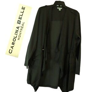 Carolina Belle, Cascading Utility Open Front Cardigan Jacket, Dark Green, Olive